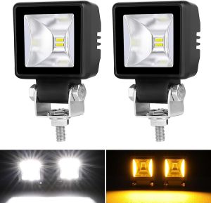 4 x LED Ekstralys Hvit DRL Gul Hallo Lampa 12V 24V til SUV 4x4 Bil Traktor Flood Beam Lys 