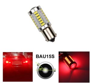 LED 33 SMD BAU15S PY21W 1156 Canbus Luces Bombillas Coche Luz Piloto Traseras Rojo 12V 24V con Lente