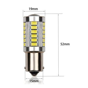 LED 33 SMD BAU15S PY21W 1156 Canbus Ljus Lyspærer Bilstrålkastare Lampa Gul Strålekaster 12V 24V med Lins