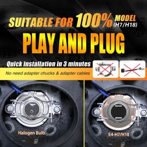 2 x LED E4S H7 H18 50W Lumini Lampa Faruri Becuri Auto Camoin Moto Hi/Low Beam 15000lm 6500K 12V 24V