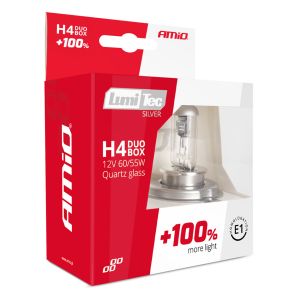 2 x H4 Halogen12V 60/55W LumiTec SILVER +100% DUO Lys High Low Beam Hovedlys Lyspærer Strålekaster Lampe Lastebil Bil 