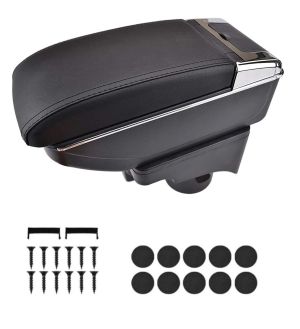 VW GOLF V MK5,GOLF VI MK6, JETTA V MK5 Car Auto Armrest Centre Console Arm Storage Box Black Leather