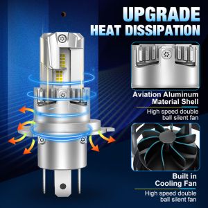 2 x LED E4P H4 12V 50W 15000lm Lumini Lampa Faruri Becuri Auto Camoin Moto Hi/Low Beam 6500K 