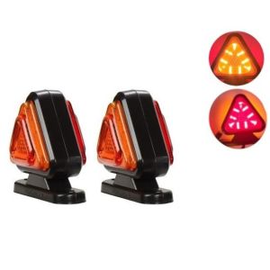 2 x 18 LED Side Truck Marker Triangular Lights Trailer Position Indicator Red / Orange 12/24v