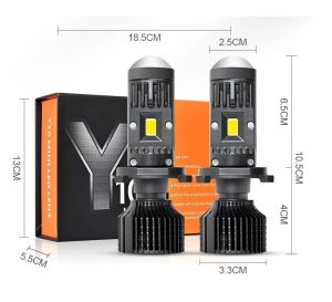 2 x LED Y10 H4 200% 50W 6400LM 6000K 360° Canbus cu Lentila Lumini Lampa Faruri Becuri Auto Camoin Moto Hi/Low Beam 12V 24V