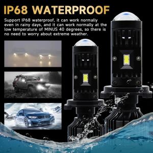2 x LED Y10 H4 200% 50W 6400LM 6000K 360° Canbus cu Lentila Lumini Lampa Faruri Becuri Auto Camoin Moto Hi/Low Beam 12V 24V