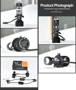 2 x LED Y10 H4 200% 50W 6400LM 6000K 360° Canbus cu Lentila Lumini Lampa Faruri Becuri Auto Camoin Moto Hi/Low Beam 12V 24V
