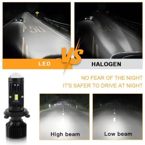 2 x LED Y10 H4 200% 50W 6400LM 6000K 360° Canbus cu Lentila Lumini Lampa Faruri Becuri Auto Camoin Moto Hi/Low Beam 12V 24V