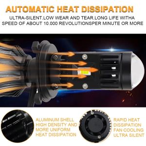 2 x LED Y10 H4 200% 50W 6400LM 6000K 360° Canbus cu Lentila Lumini Lampa Faruri Becuri Auto Camoin Moto Hi/Low Beam 12V 24V