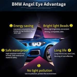 2 x marqueur LED Angel Eyes 5W Blanc pour BMW E39 E53 E60 E61 E63 E64 E65 E66 E83 E87