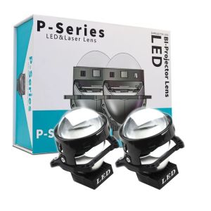 2x Bi-LED Projektor Frontlykter Linser 3inch 120W 8000lm 12V – Hvit – Universelle LED-lykter for Bil med Fjern- og Nærlys, +500 % Lysstyrke, Enkel Installasjon