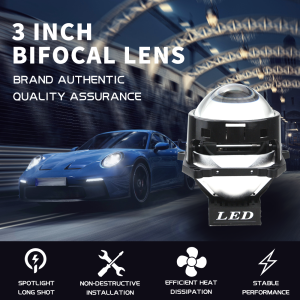 2x Bi-LED Projektor Frontlykter Linser 3inch 120W 8000lm 12V – Hvit – Universelle LED-lykter for Bil med Fjern- og Nærlys, +500 % Lysstyrke, Enkel Installasjon