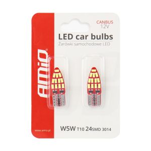 2 x T10 W5W Canbus 3014 24SMD 12V Canbus Error Free Blanco 5600K Luces Bombillas AMIO Coche Luz Piloto Traseras 