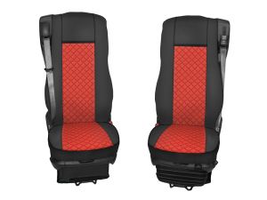 Sitzbezüge für DAF XF 106 2015-2021 LKW Schwarz Rot Leder