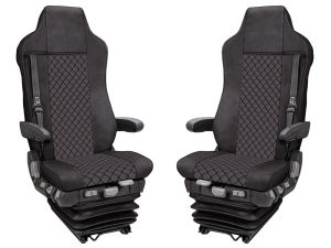 2x Huse Scaune pentru IVECO STRALIS HI-WAY 2005-2019 Camioane Negru Piele