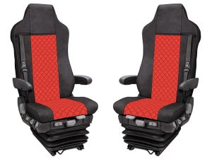 Cubre Asientos para IVECO STRALIS HI-WAY 2005-2019 Camiones Rojo Negro Cueros