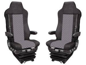 2x Couvre Housses Siege pour IVECO STRALIS HI-WAY 2005-2019 Camions Noir Gris Cuir
