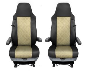 Couvre Housses de Siege pour MAN TGX 2015-2021 Camions Noir Beige Cuir LHD