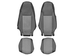 Seat covers for SCANIA R 2006-2020 Truck Black Grey Leather 