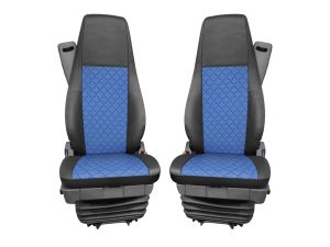 Seat covers for SCANIA R 2006-2020 Truck Black Blue Leather 