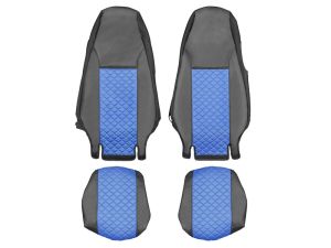Seat covers for SCANIA R 2006-2020 Truck Black Blue Leather 