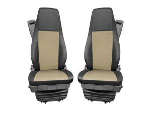 Seat covers for SCANIA R 2006-2020 Truck Black Beige Leather 