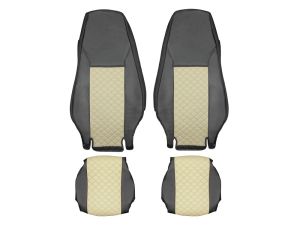 Seat covers for SCANIA R 2006-2020 Truck Black Beige Leather 