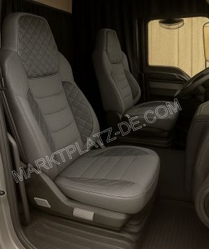 LUX Seat Covers for MAN TGX TGS TGL 2021+ EURO 7 Truck Grey Leather Textil