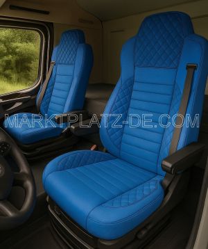 2 x Seat covers for Mercedes Actros Arocs MP4 MP5 2015-2025 Truck Blue Leather Textile 