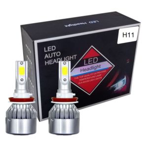 2 x COB LED H11 12V 7600LM 72W Lys Hovedlys Lyspærer Strålekaster Lampe Lastebil Bil Nær/Og Fjernlys