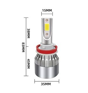 2 x COB LED H11 12V 7600LM 72W Headlights Bulbs Lamp Car Truck Lorry Lights Vehicle Hi/Low Beam