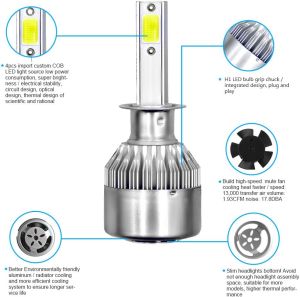 2 x COB LED H1 12V 7600LM 72W Scheinwerfer Lampen Autolichter Fahrzeug Canbus Fehlerfrei LKW PKW Abblend/Fernlicht