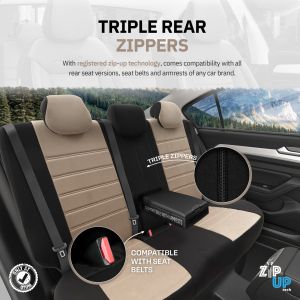 Setetrekk Komplett Sett for Biler Premium Øko Skinn Lux Otom Svart Gra COMFORT LINE 