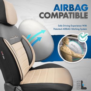 Setetrekk Komplett Sett for Biler Premium Øko Skinn Lux Otom Svart Gra COMFORT LINE 