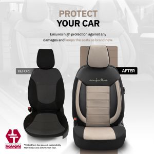 Setetrekk Komplett Sett for Biler Premium Øko Skinn Lux Otom Svart Gra COMFORT LINE 