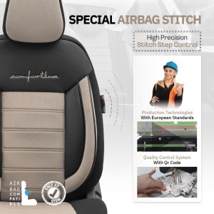 Setetrekk Komplett Sett for Biler Premium Øko Skinn Lux Otom Svart Gra COMFORT LINE 