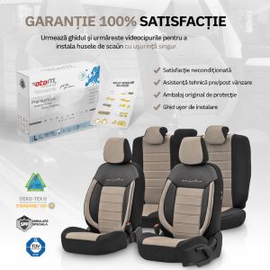 Setetrekk Komplett Sett for Biler Premium Øko Skinn Lux Otom Svart Gra COMFORT LINE 