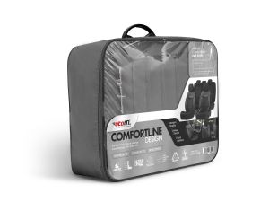 Setetrekk Komplett Sett for Biler Premium Øko Skinn Lux Otom Svart Gra COMFORT LINE 