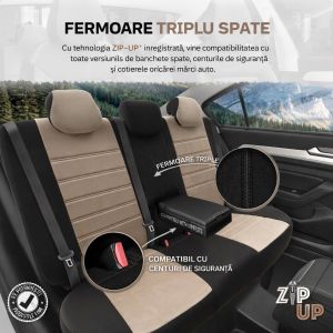 Setetrekk Komplett Sett for Biler Premium Øko Skinn Lux Otom Svart Gra COMFORT LINE 