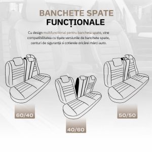 Setetrekk Komplett Sett for Biler Premium Øko Skinn Lux Otom Svart Gra COMFORT LINE 