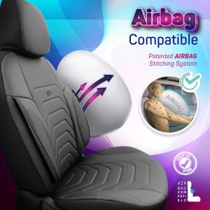 Sitzbezüge Komplettset für Autos Premium Öko-Leder Lux Otom Schwarz Grau COMFORT LINE 