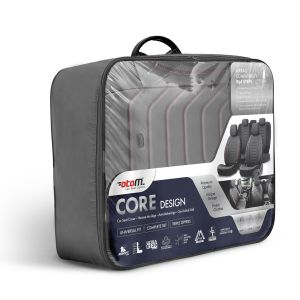 Sitzbezüge Komplettset für Autos Premium Öko-Leder Lux Otom Schwarz Grau COMFORT LINE 