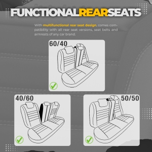 Sitzbezüge Komplettset für Autos Premium Öko-Leder und Textil mit blauen Ziernähten Lux Otom Schwarz INDIVIDUAL Design