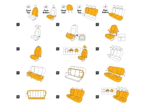 Sätesöverdrag komplett set för bilar Premium Eko-läder och Textil med Röd Sömmar Lux Otom Svart INDIVIDUAL Design