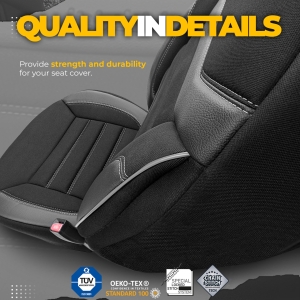 Ensemble Complet de Housses de Siège pour Voitures Premium Cuir Ecologique Lux et Textile  avec des Coutures Rouge Otom Noir INDIVIDUAL Design