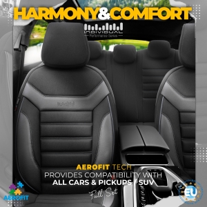 Ensemble Complet de Housses de Siège pour Voitures Premium Cuir Ecologique Lux et Textile  avec des Coutures Rouge Otom Noir INDIVIDUAL Design