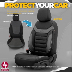 Ensemble Complet de Housses de Siège pour Voitures Premium Cuir Ecologique Lux et Textile  avec des Coutures Rouge Otom Noir INDIVIDUAL Design