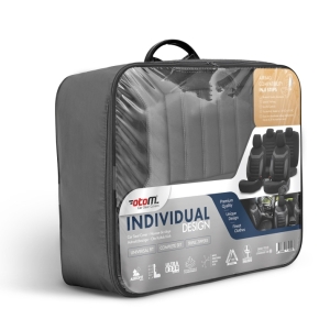 Ensemble Complet de Housses de Siège pour Voitures Premium Cuir Ecologique Lux et Textile  avec des Coutures Rouge Otom Noir INDIVIDUAL Design