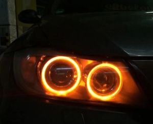 2 x Marker LED Angel Eyes 25W Galben Plug & Play Canbus pentru E87 E90 E91 E39 E60 E61 E63 E64 E65 E66 E83 E53