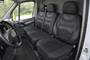 2+1 Universal Setetrekk med Korsryggstøtte Van Buss Svart Lær Tekstil